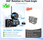 Cámara magnética inalámbrica de respaldo solar con lente ajustable de 360°, monitor de pantalla táctil 1080P de 7 pulgadas, grabación DVR, IP69K impermeable, apagado automático y visión