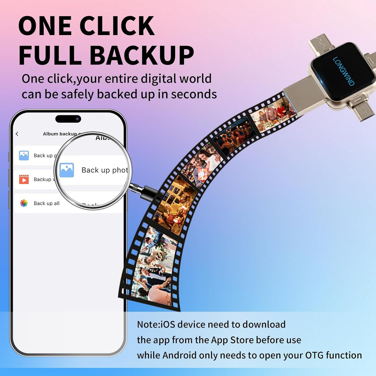 LONGWIND - Unidad flash USB 3.0 de alta velocidad de 512 GB, memori...