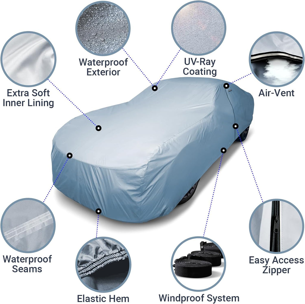 Funda de auto premium para Pontiac GTO 1968-1972, resistente, impermeable, para todo clima, con ajuste personalizado, para interior y exterior, protección UV, contra la nieve, con correas y