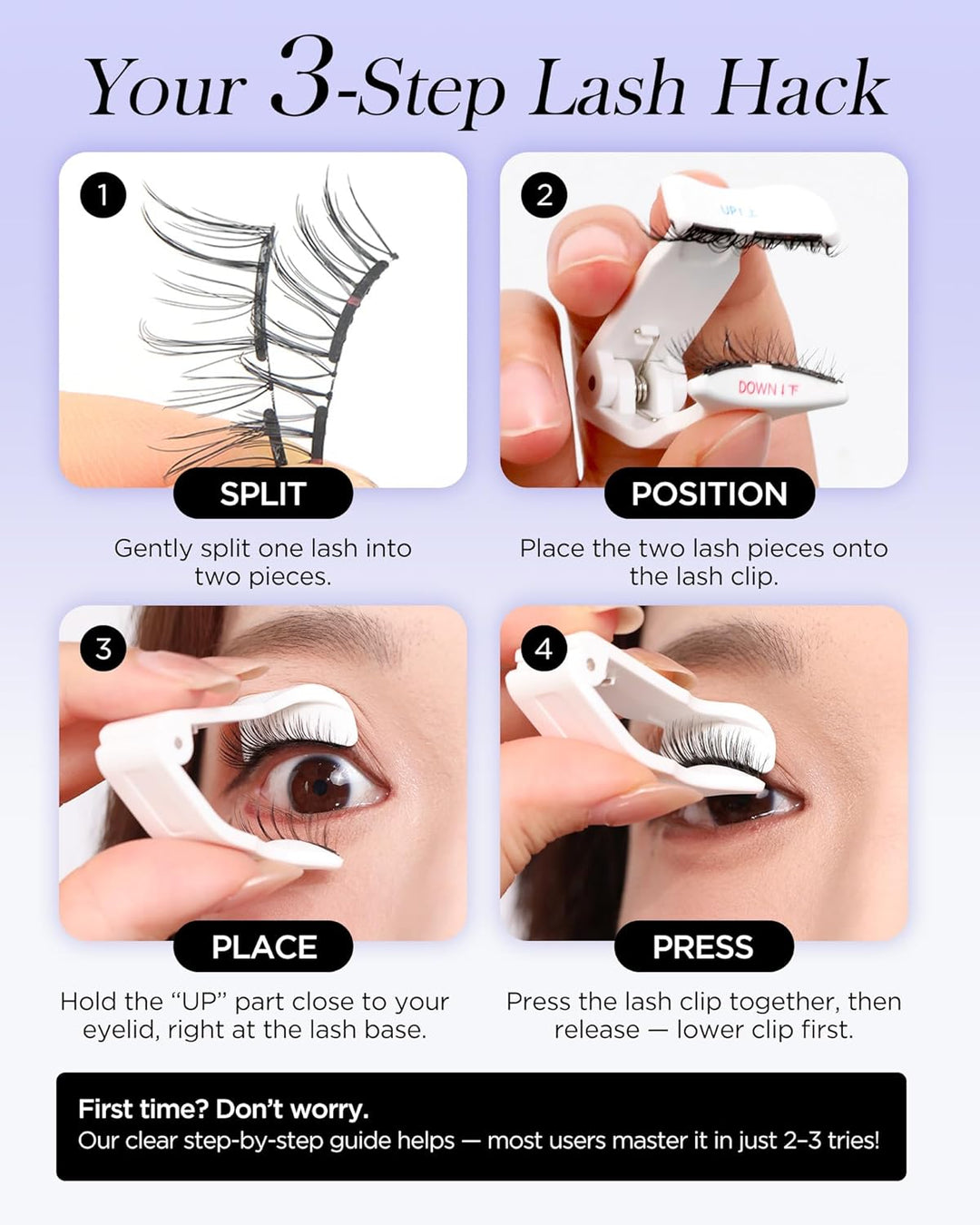 BEYELIAN Pestañas magnéticas portátiles con kit de aplicador, caja...
