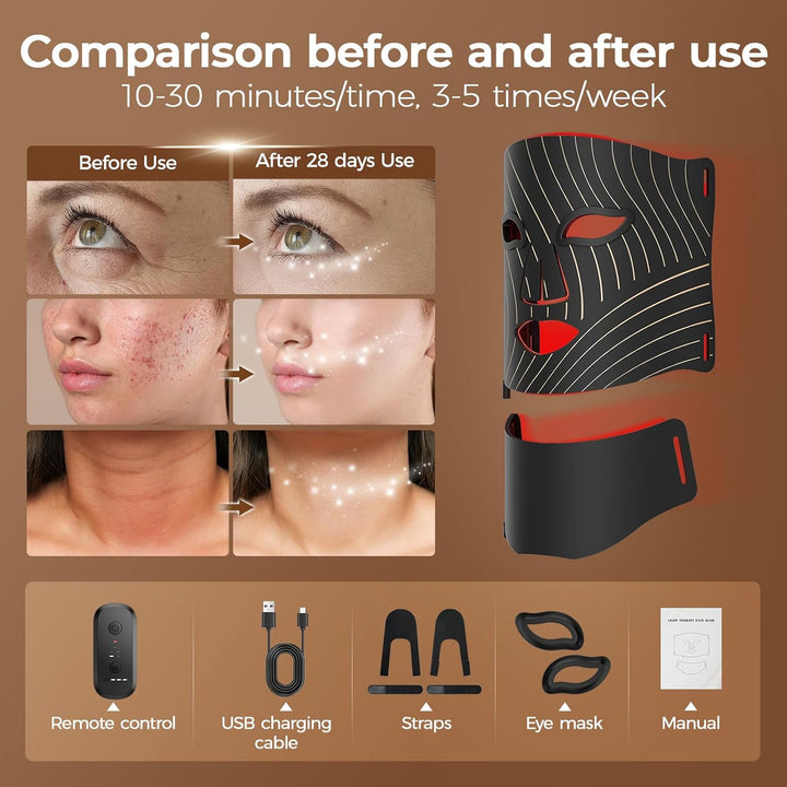 ONLUKY Terapia de luz roja para la cara, terapia de luz LED con dis...