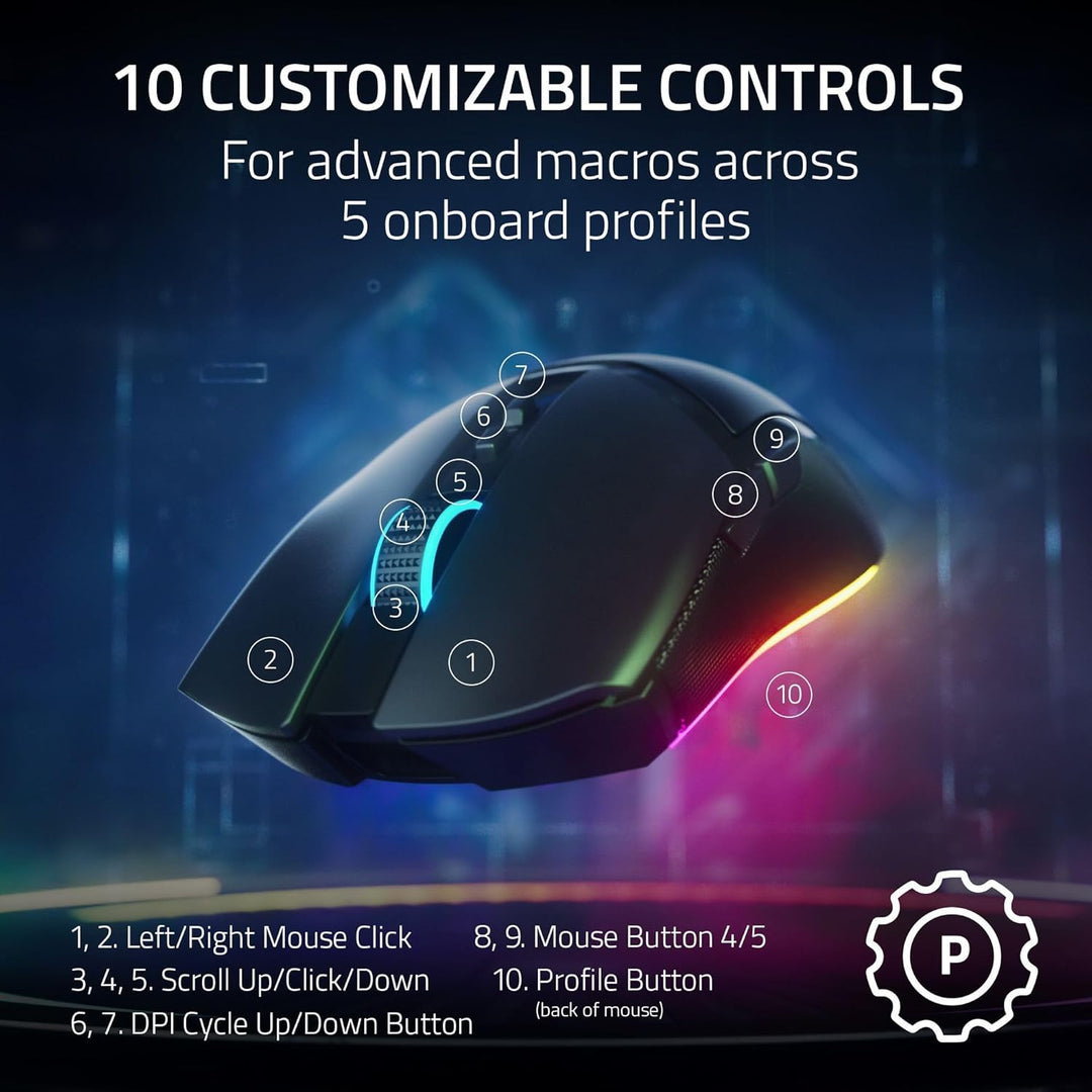 Razer Cobra Pro Ratón Inalámbrico para Juegos: 10 Controles Persona...