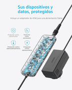 Anker, A8307, hub USB 2 de 3 puertos, alimentado
