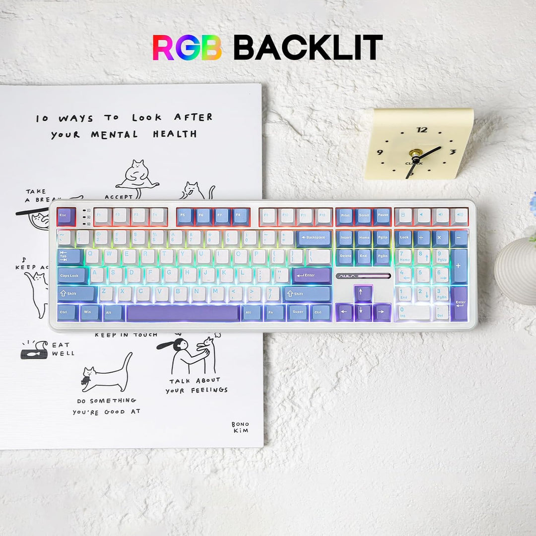 EPOMAKER Aula F108 - Teclado inalámbrico para juegos, teclado mecán...