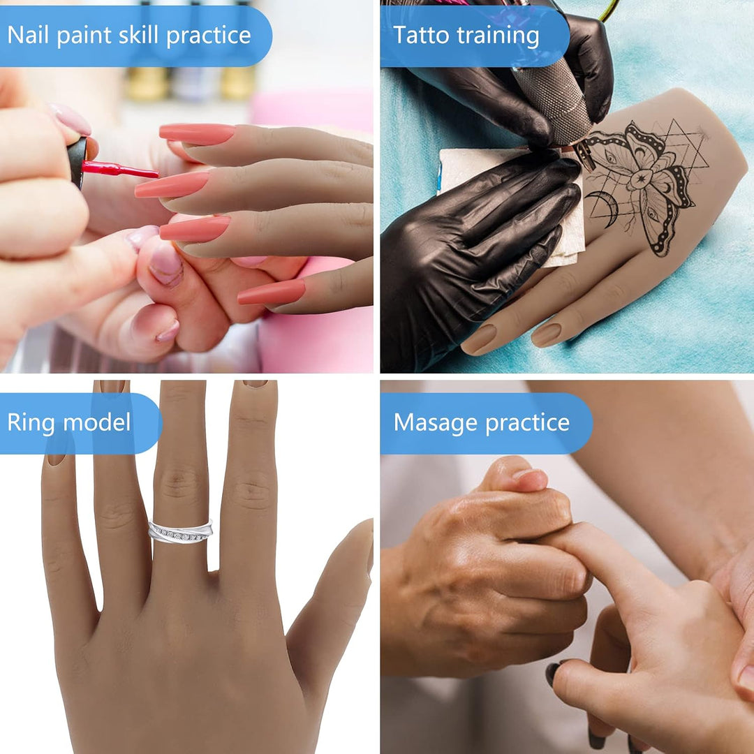 LIONVISON Mano de práctica de silicona para uñas acrílicas con sopo...