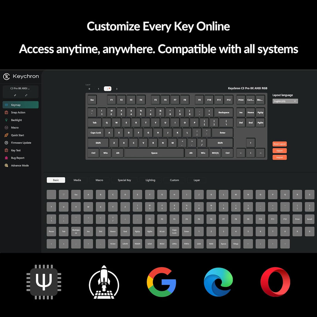 Keychron C3 Pro TKL 80% Teclado mecánico con cable, tasa de sondeo...