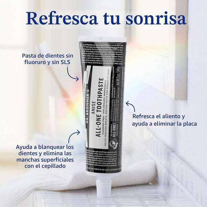 Dr. Bronner's Pasta de dientes All-One - Anís, 5 onzas, paquete...
