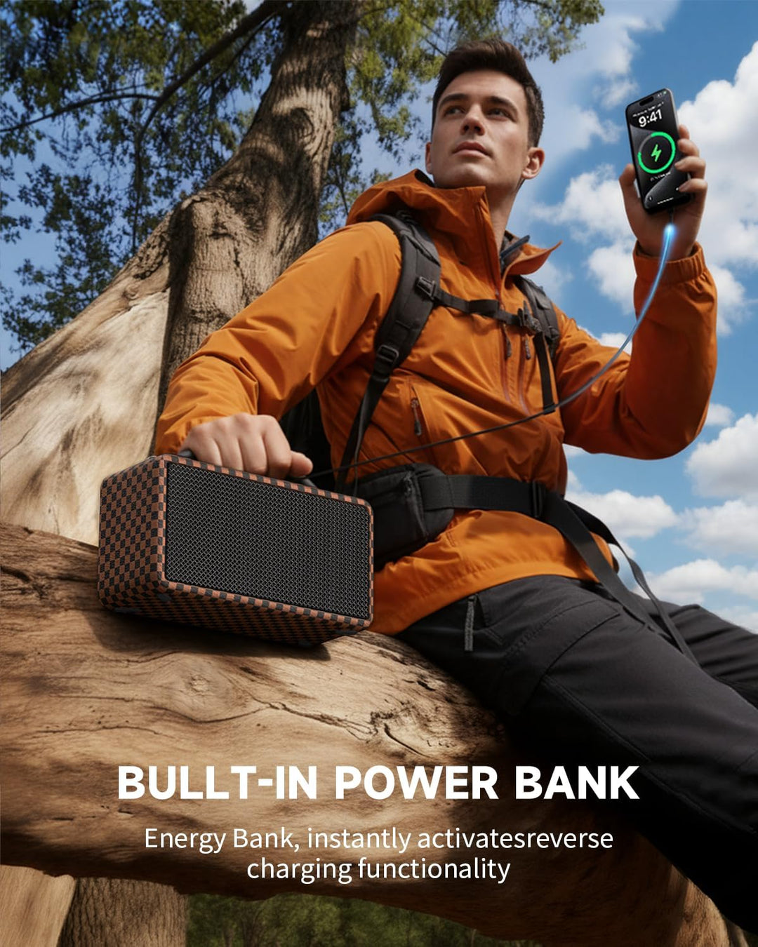 DINDIN Altavoz Bluetooth portátil: 80 W (pico), tiempo de reproducc...