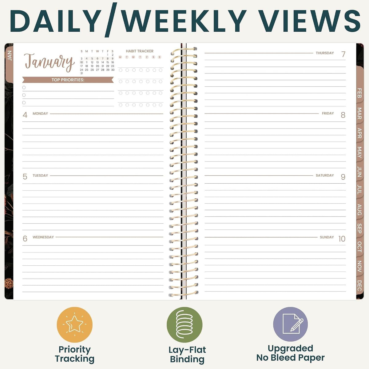 bloom daily planners Agenda 2027 con plantilla para mujer (enero a
