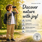 Binoculares para niños – Juguete perfecto para niños pequeños y niñas – Juego extenso que incluye lupa y brújula – Potente aumento 8 x 21 – niños de 3 a 12 años para niños pequeños