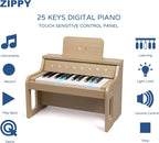 ZIPPY Piano infantil iluminado de 25 teclas con panel de control táctil