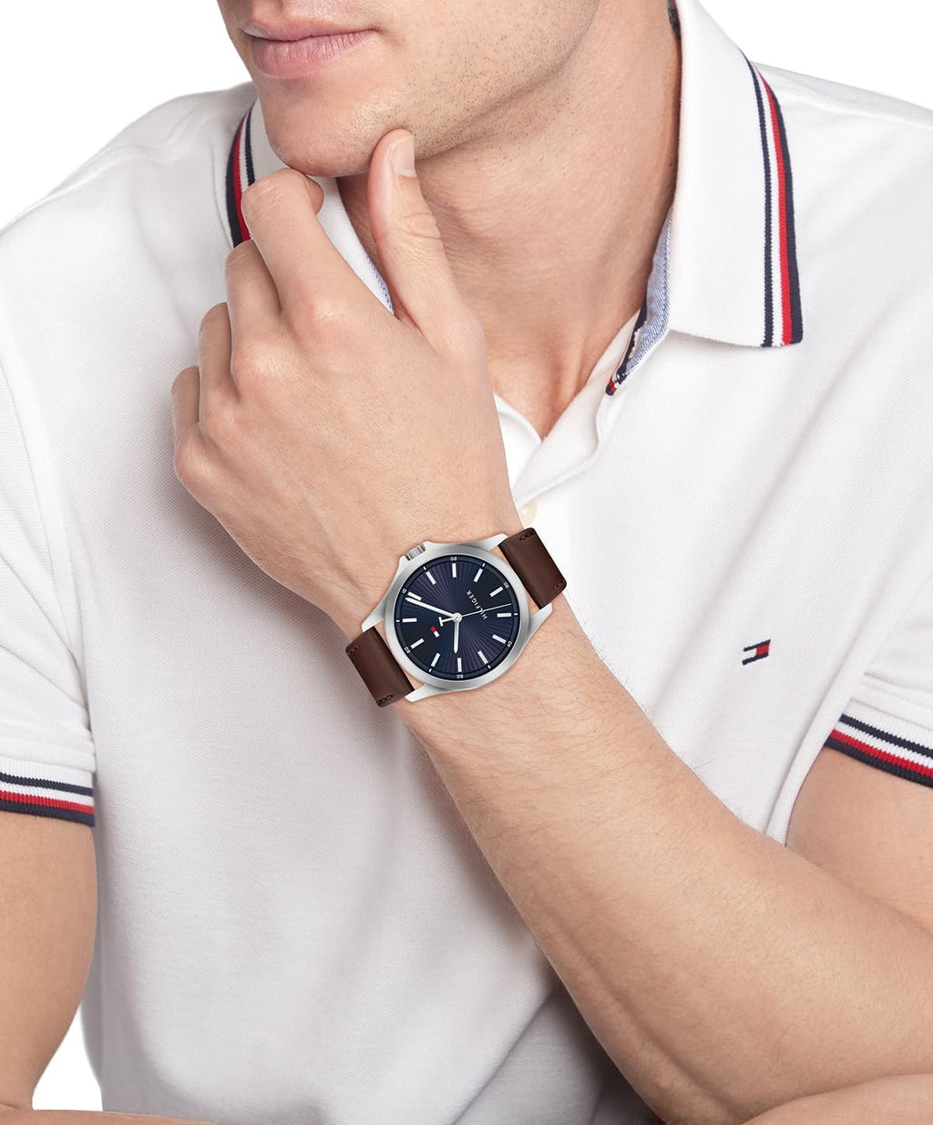 Tommy Hilfiger Hombre Reloj de cuarzo de 3 manecillas – Caja de 42mm, correa de cuero, 3 ATM de resistencia al agua, reloj moderno para uso diario, regalo para él
