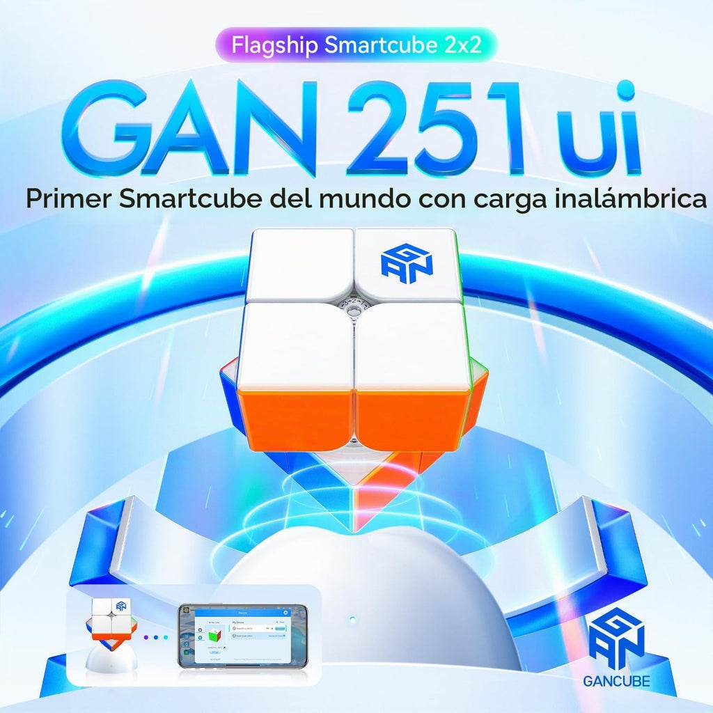 GAN 251 UI 2x2 Smart Speed Cube - Magnético, carga inalámbrica y recubierto
