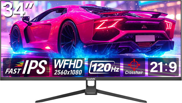 Monitor de juego Gawfolk de 34 pulgadas IPS 120Hz, pantalla ultra a...