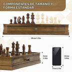 Peradix - Juego de ajedrez magnético y damas de 15 pulgadas con 2 cajones