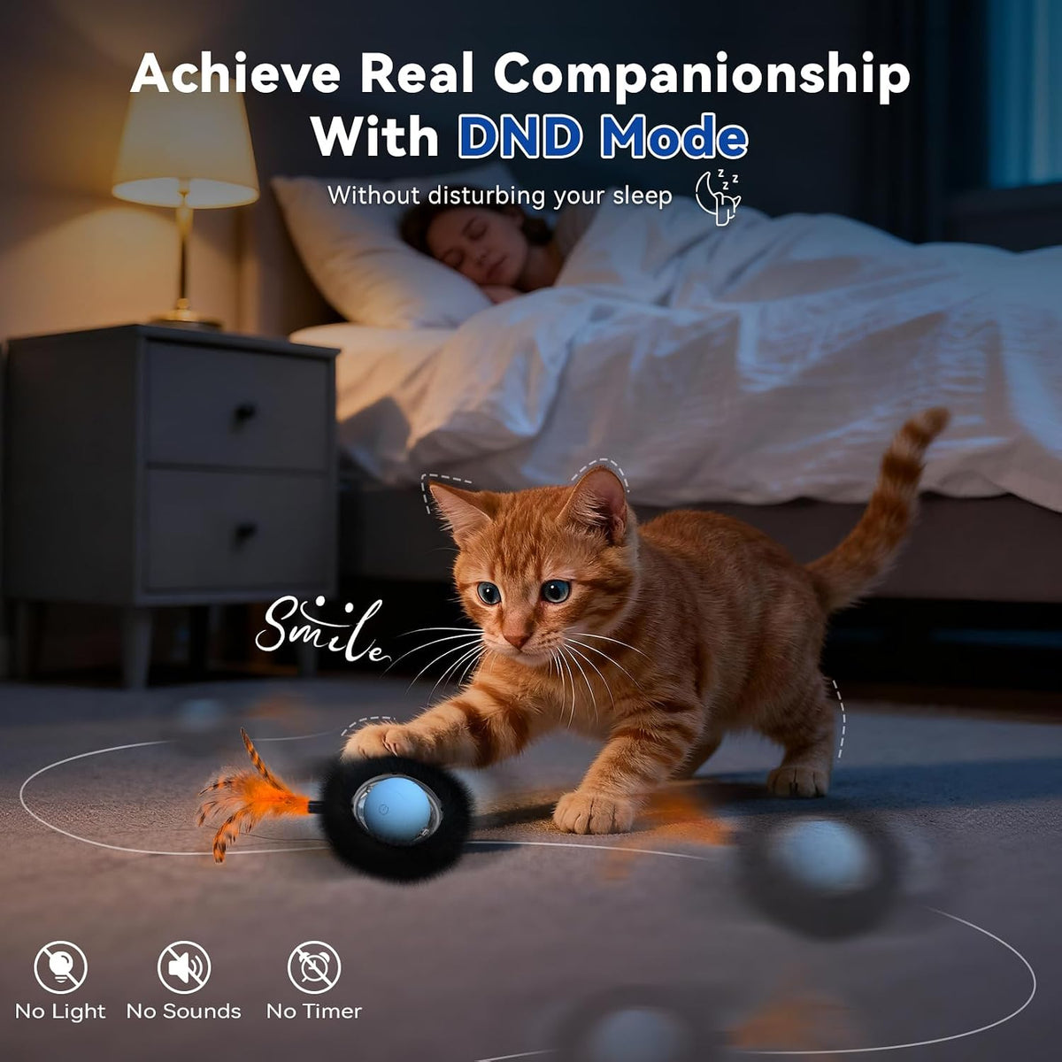 Juguete interactivo para gatos de interior, bola activada por movimiento y