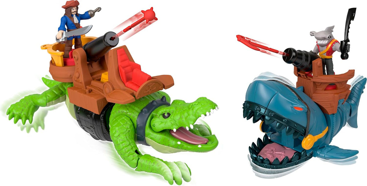 Fisher-Price Imaginext - Juego de tiburón pirata contra cocodrilo