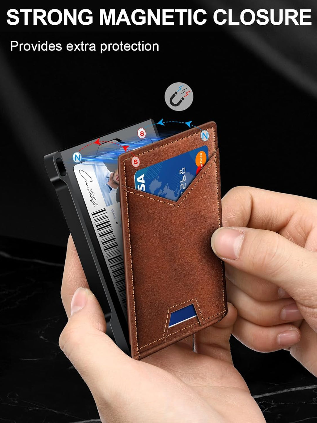 Cartera para hombre con RFID con 2 ventanas para identificación y c...