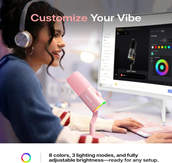 MAONO PD100W Micrófono dinámico inalámbrico USB para PC, micrófono...