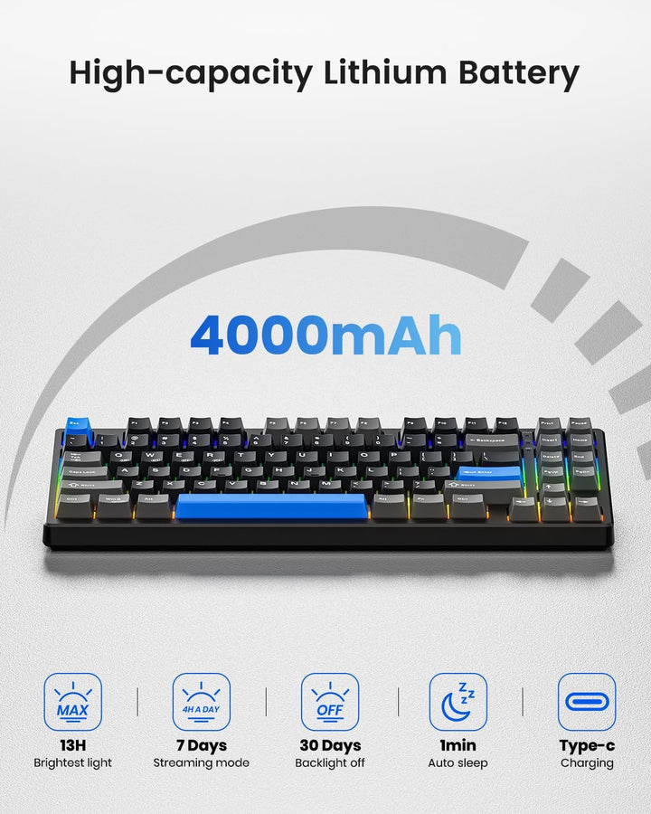 Teclado mecánico inalámbrico, montado con junta, con sonido cremoso...