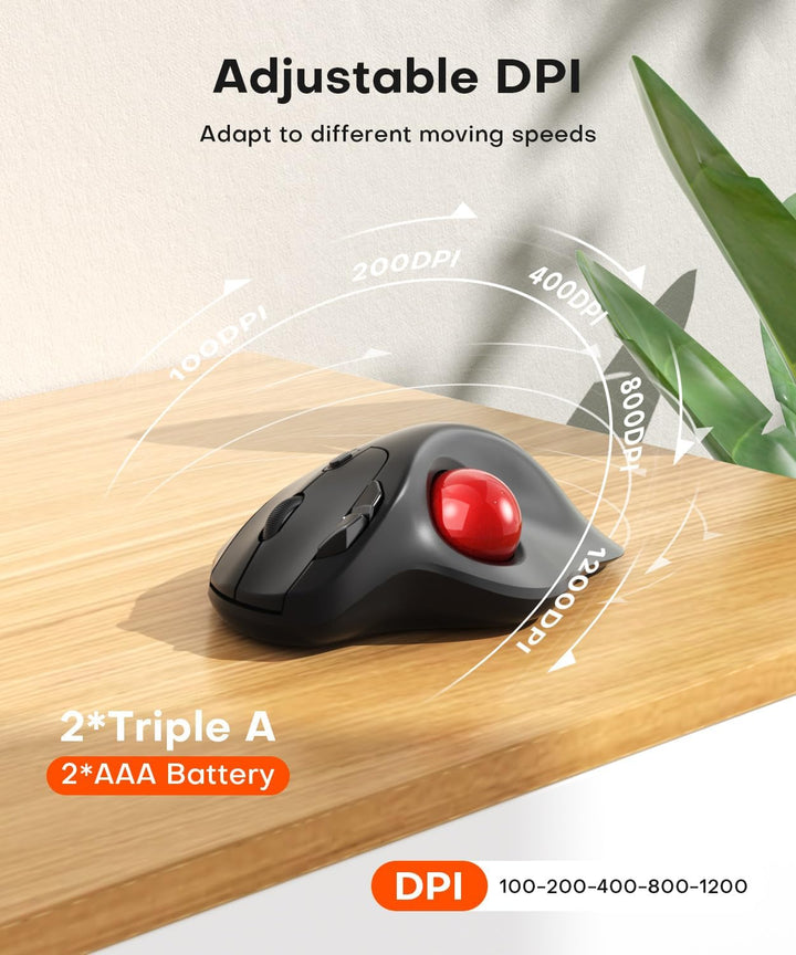 Ratón ergonómico inalámbrico de Trackball, conexión de 3 dispositiv...