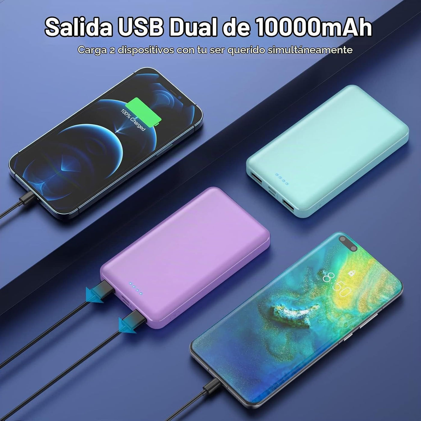[Paquete de 2] Cargador portátil de 10000 mAh, cargador de teléfono...