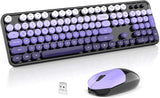 SQMD Combo de teclado y mouse inalámbricos, teclado retro de tamaño...