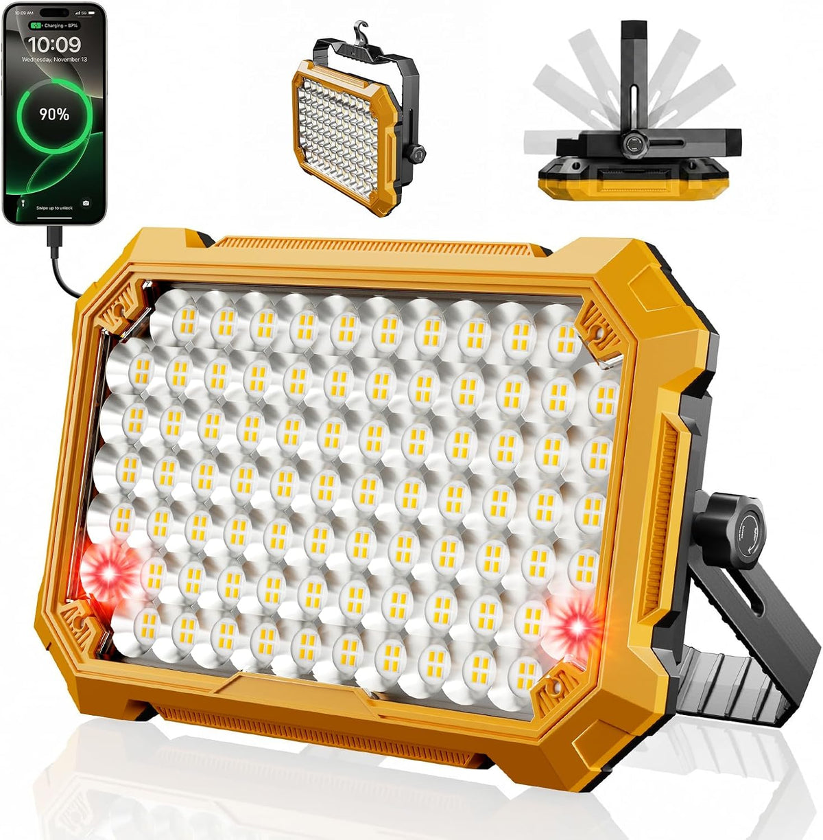 Luz de inundación magnética recargable, luz de trabajo portátil de 13000mAh