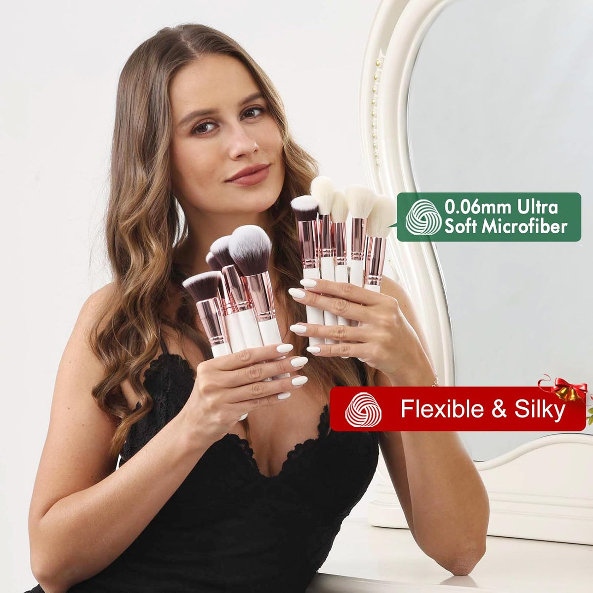 Set de brochas de maquillaje profesional 32 piezas de pelo de cabra