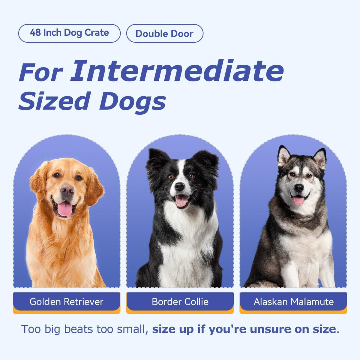 FDW Jaula Extra Grande para Perros Perrera para Perros Jaula con Doble Puerta, Jaula Plegable de Alambre de Metal de 48 pulgadas con Bandeja Extraíble y Panel Divisor, Jaula para Mascotas para Perros