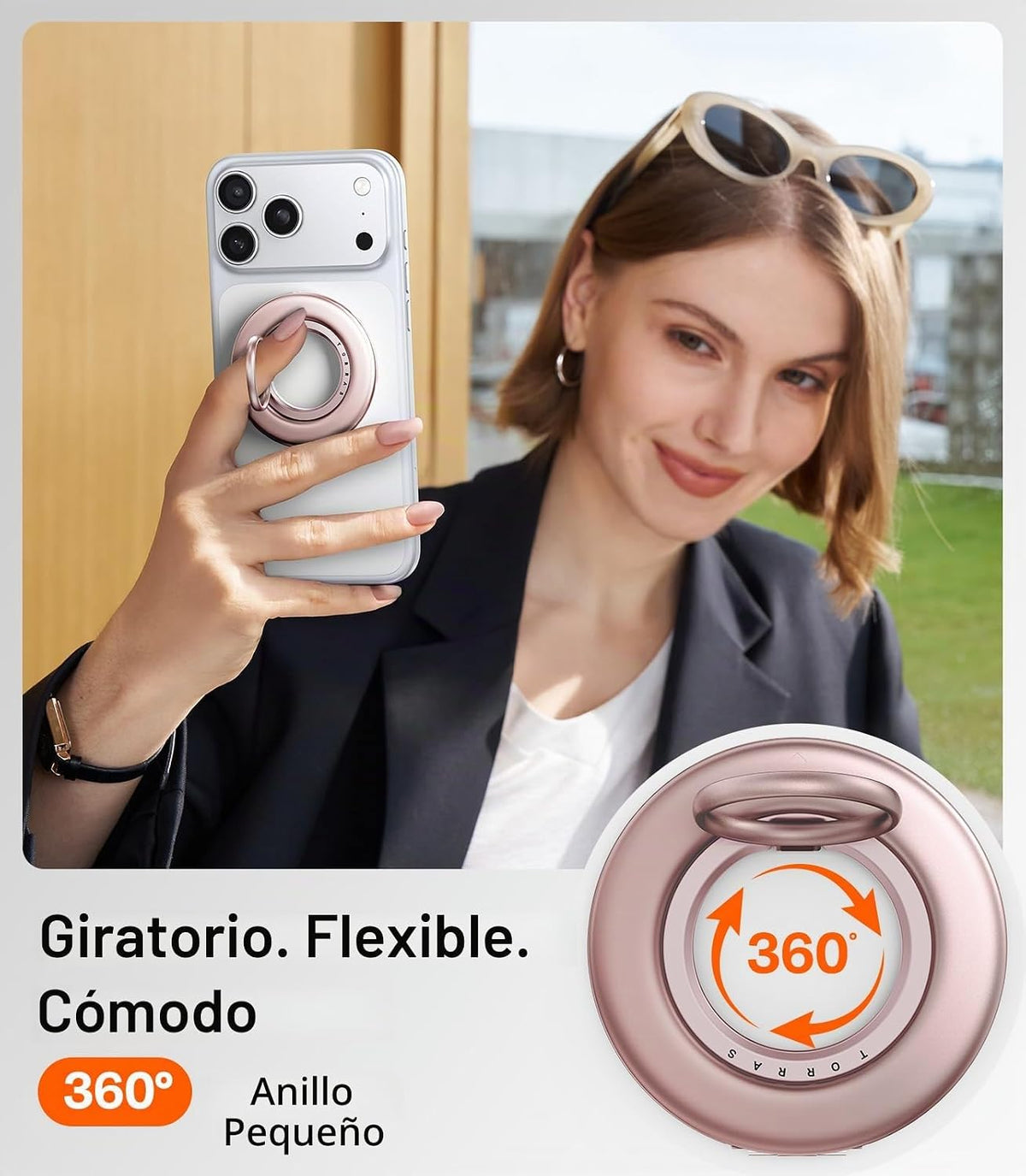 TORRAS Soporte magnético para teléfono 2025, diseño de rosa polvoriento