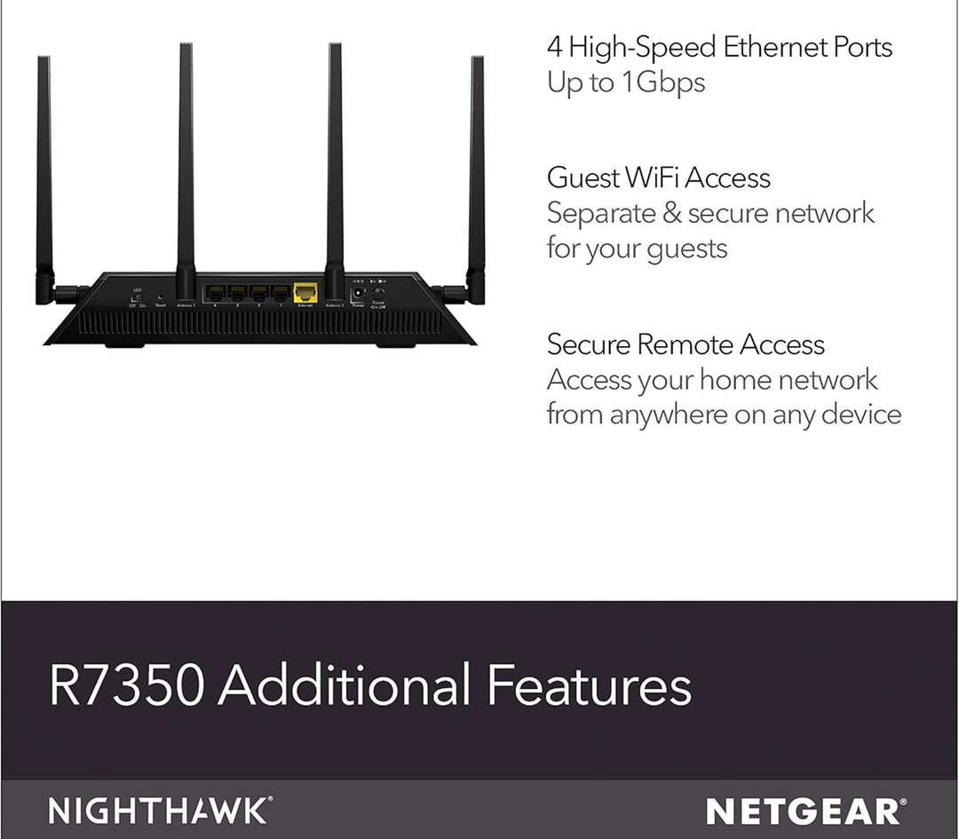 NETGEAR Nighthawk R7350 AC2400 Router Wifi de formación de haz rápi...