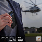BULLIANT Cartera Slim de Piel Grano Completo para Hombre Estuche Metálico con Cierre Magnético 12 Tarjetas