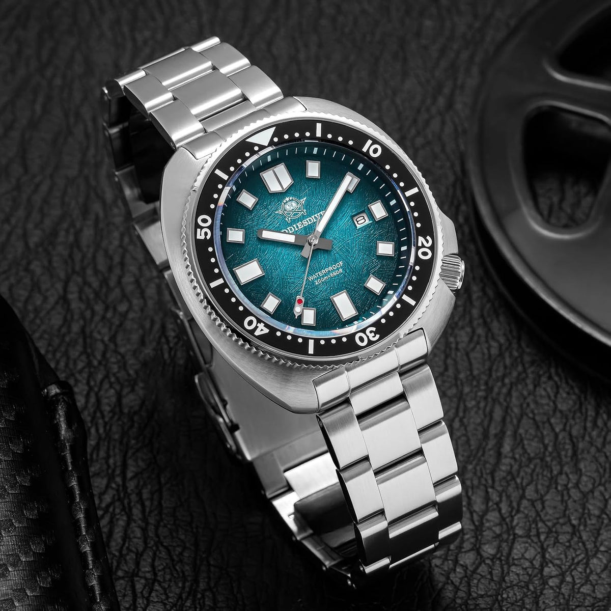 ADDIESDIVE Relojes de cuarzo para buceo, zafiro sintético, 200 M, impermeable, bisel de cerámica, luminoso, de acero inoxidable, reloj grande para hombre