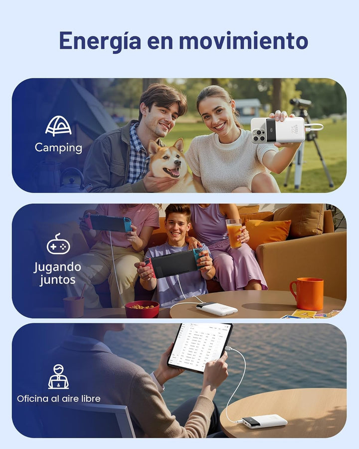 VEGER Cargador portátil, ultra delgado de 22.5 W de carga rápida co...