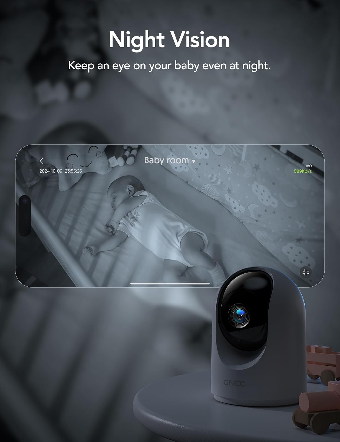 GNCC Cámaras 5G para seguridad en el hogar interior, mascota/perro/bebé con