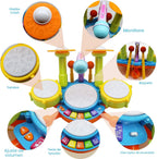 Juego de batería para niños pequeños, instrumentos musicales para niños, juguetes para regalos de cumpleaños de niños, kit de batería eléctrica para bebés y niñas