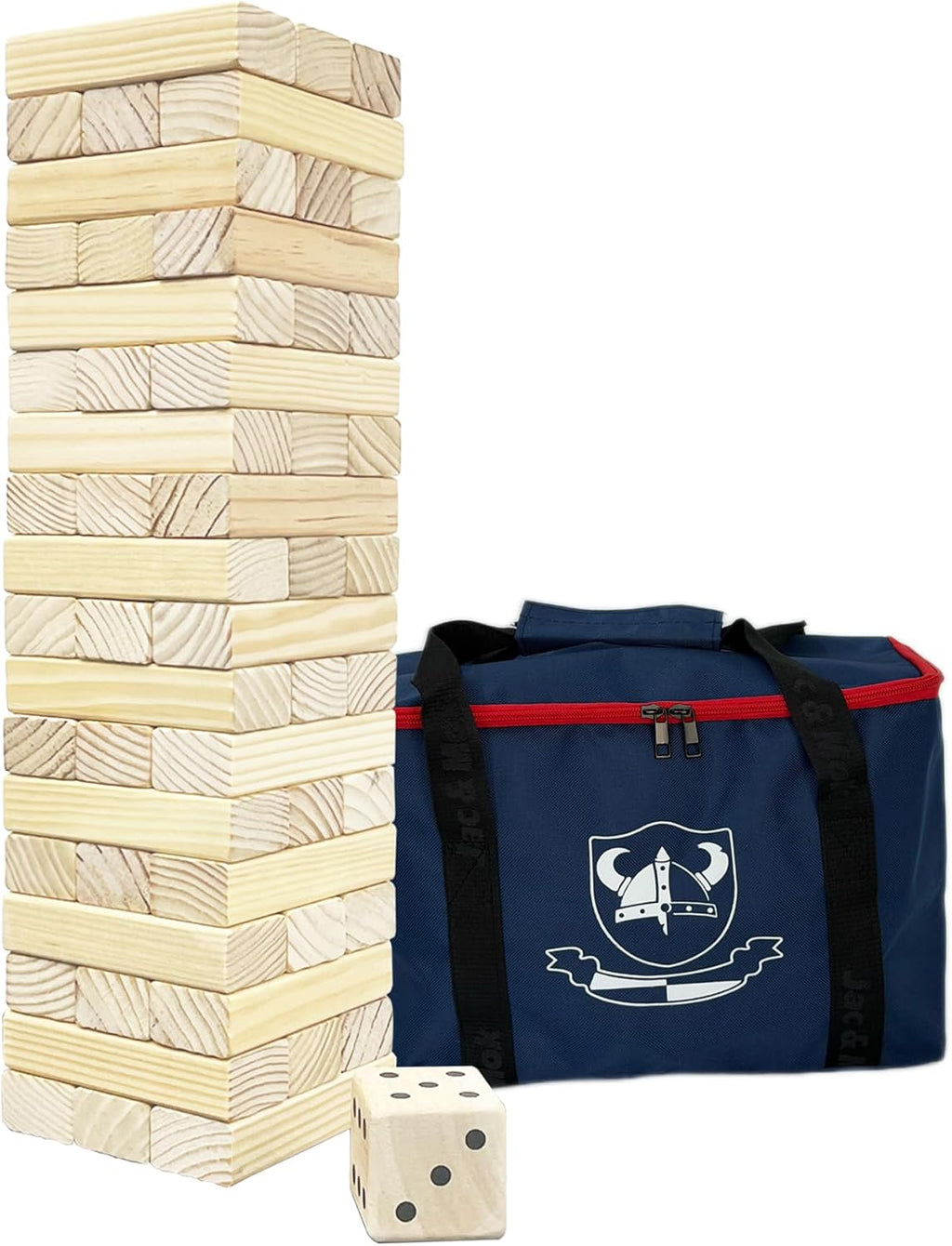 Juego de torre de madera para patio al aire libre para la familia, juego de apilamiento de bloques (grande-1.48 pies)