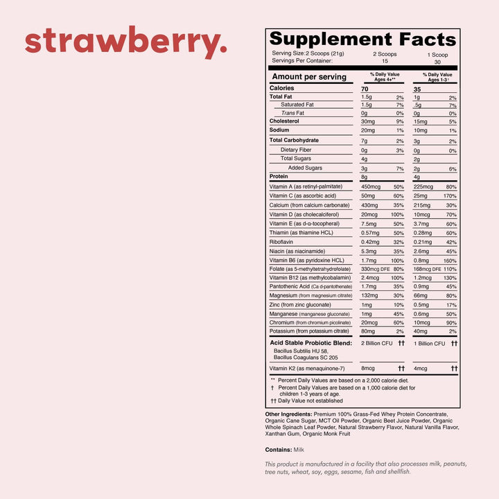 Nurished Mighty Strawberry Milk - Polvo de proteína y multivitamíni...