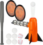 TOY Life Máquina de lanzamiento de béisbol para niños, juego de pelota de entrenamiento – Lanzador automático de máquina de lanzar para niños pequeños con 7 bolas, bate y guantes pegajosos | Juguete de béisbol Pop y Pitch para niños y niñas de 5 a 12 años