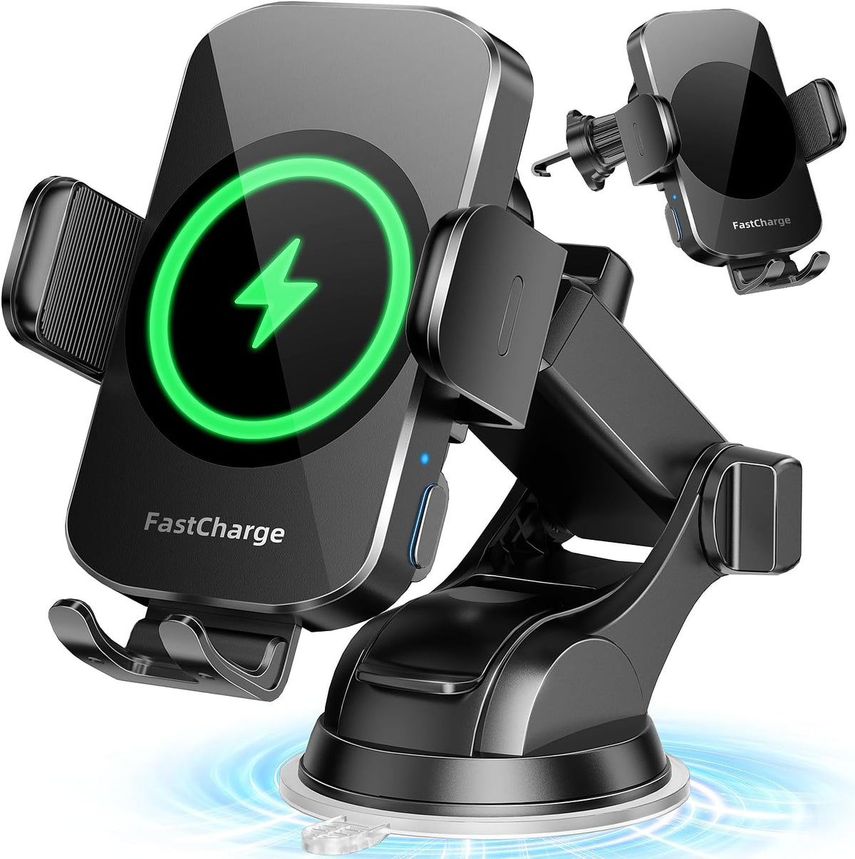 Soporte de cargador de coche inalámbrico 3 en 1, soporte de teléfono de sujeción automática de carga rápida de 15 W para iPhone 17 16 15 14, Samsung Galaxy S24 S23, tablero de instrumentos