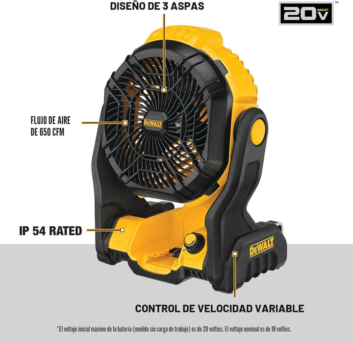 DEWALT 20V MAX Ventilador portátil, ventilador de taller inalámbric...