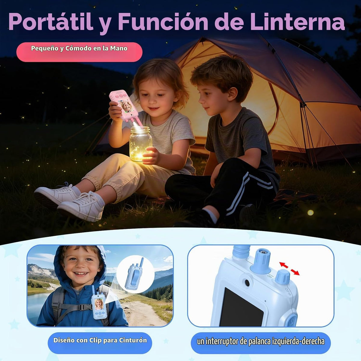 Walkie Talkies de video recargables para niños: 1.5 veces más duración de