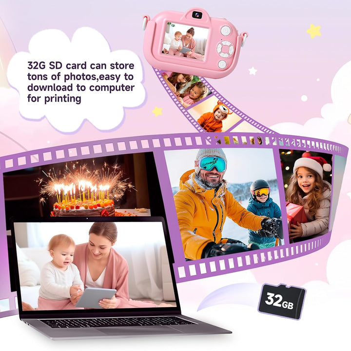 MAVOKIS Cámara digital para niños de 3 a 8 años, cámara 1080P para...