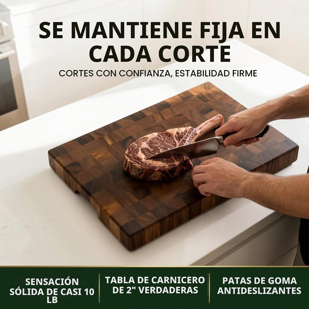 SHUMARU Tabla de cortar de grano final de 17.3 × 12.6 × 2 pulgadas, bloque de carnicero profesional de tamaño familiar, bloque de cortar de madera exótica gruesa, tabla de cortar de madera apta para