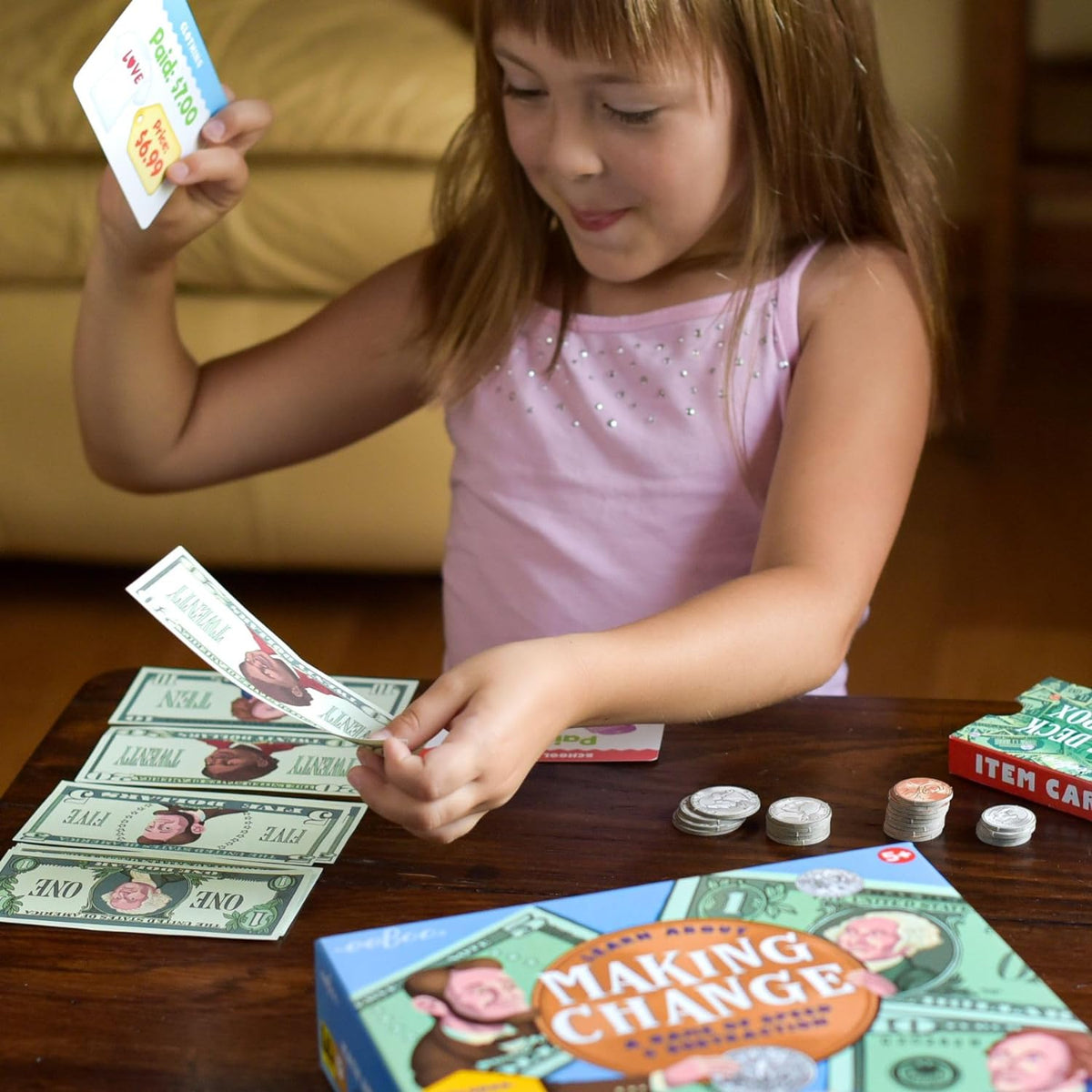 eeBoo Juego de matemáticas para hacer cambios con dinero de juego, monedas