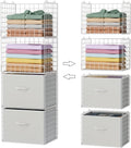 Organizadores de Closet apilables de 4 niveles con 2 cajones, Estante plegable para armario y estantes de almacenamiento, Cajones apilables para sistema organizador de closet, blanco(Patente en trámite)