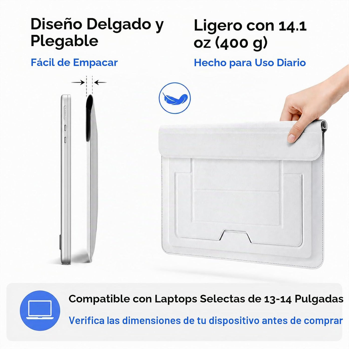 LumoTrek Funda para portátil 2 en 1 con soporte, 13-14 pulgadas, pi...