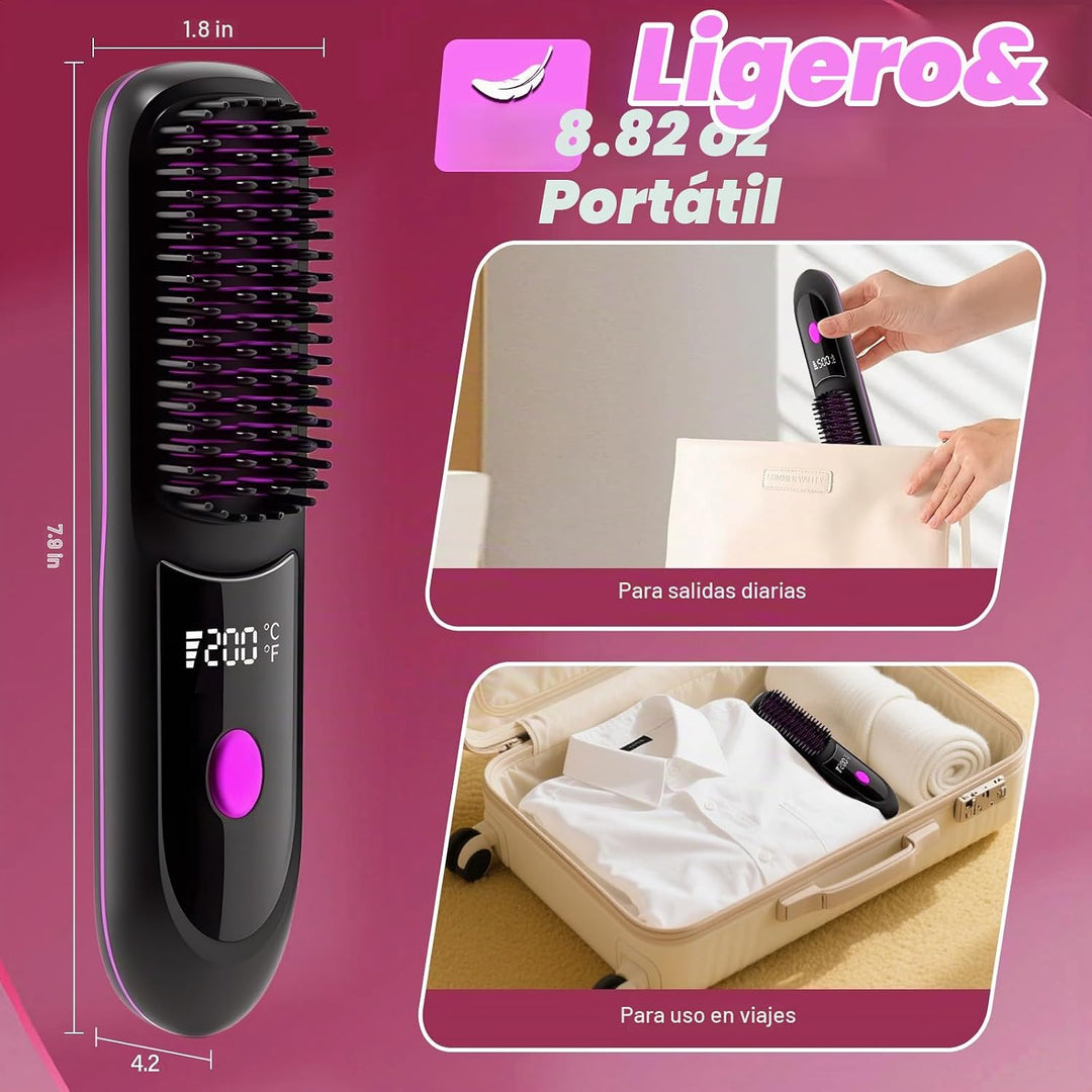 Unipampa Cepillo alisador de pelo inalámbrico, mini alisador de pel...