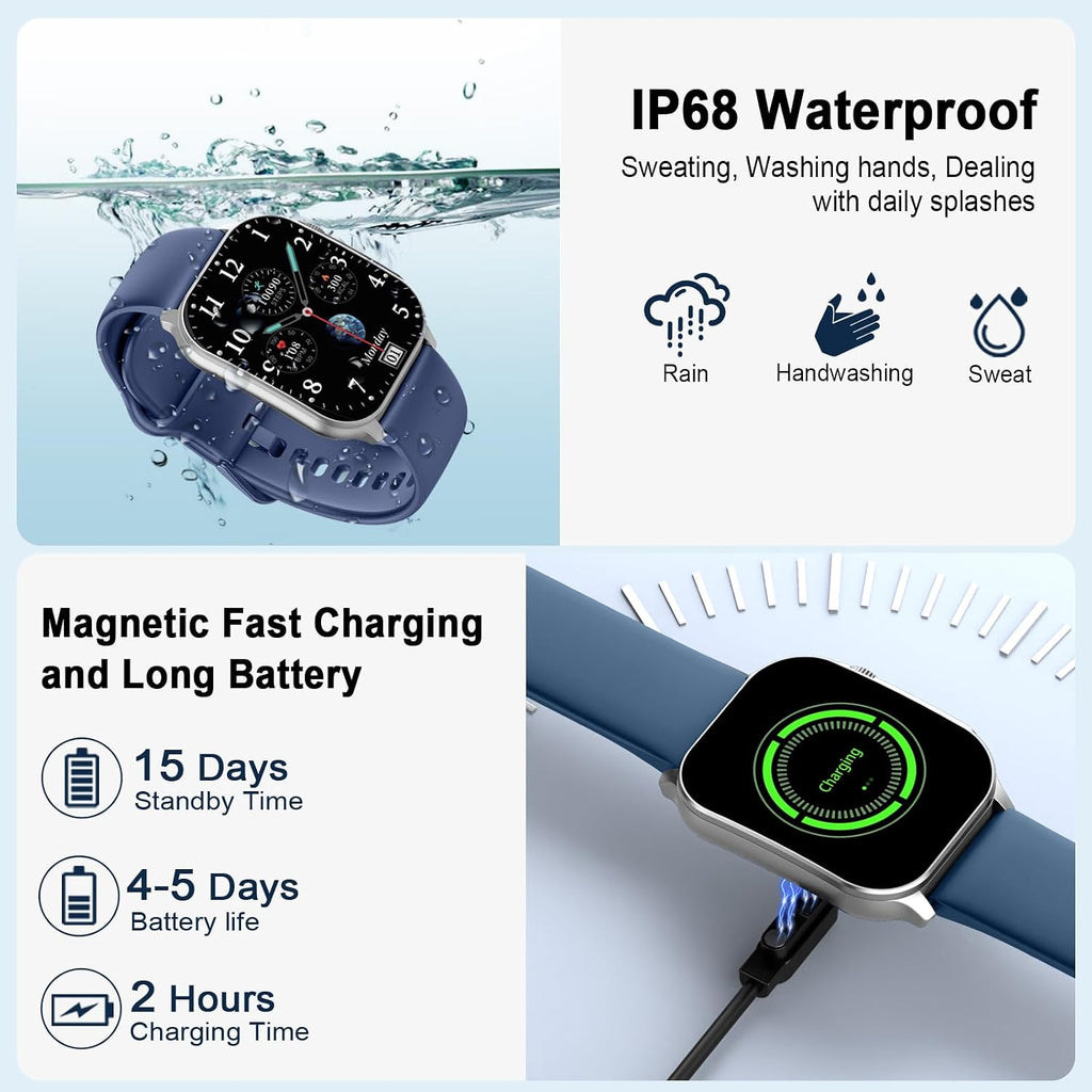 Poounur Relojes inteligentes para mujer, reloj inteligente con llamadas/mensajes/notificaciones, rastreador de actividad física con monitor de frecuencia cardíaca 24/7/sueño, reloj inteligente